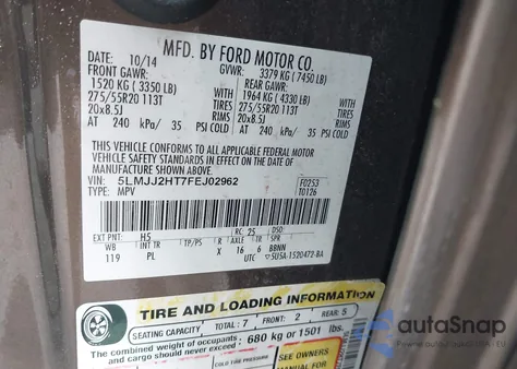 2015 Lincoln Navigator from USA, damaged, VIN 5LMJJ2HT7FEJ02962